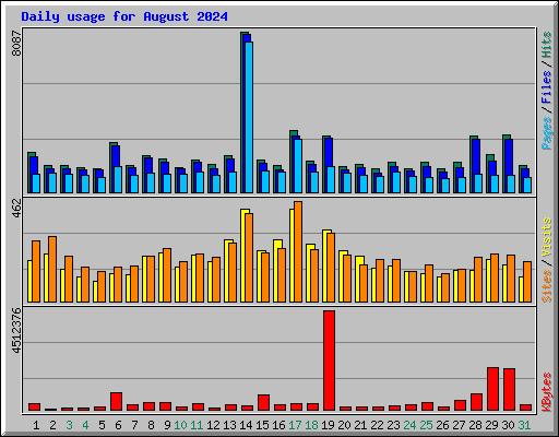 Daily usage for August 2024