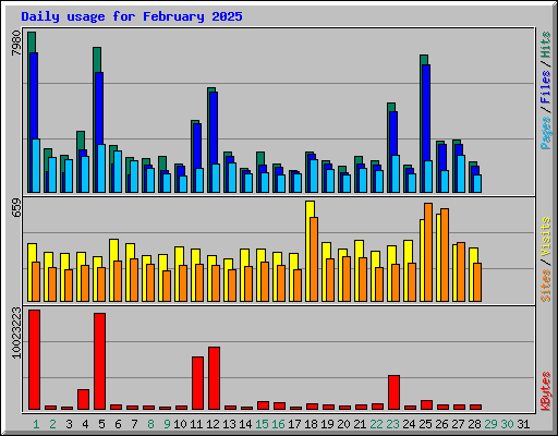 Daily usage for February 2025